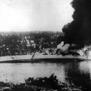 German forces attacked Norway early in the morning 9 April 1940. The cruiser Blücher carried troops towards Oslo, ahead of several other German vessels. Blücher was stopped by the Norwegian fortress at Drøbak, giving the Royal family and the members of Goverment sufficient time to get out of Oslo, ensuring a free Norwegian Government (Photo: Scanpix).
